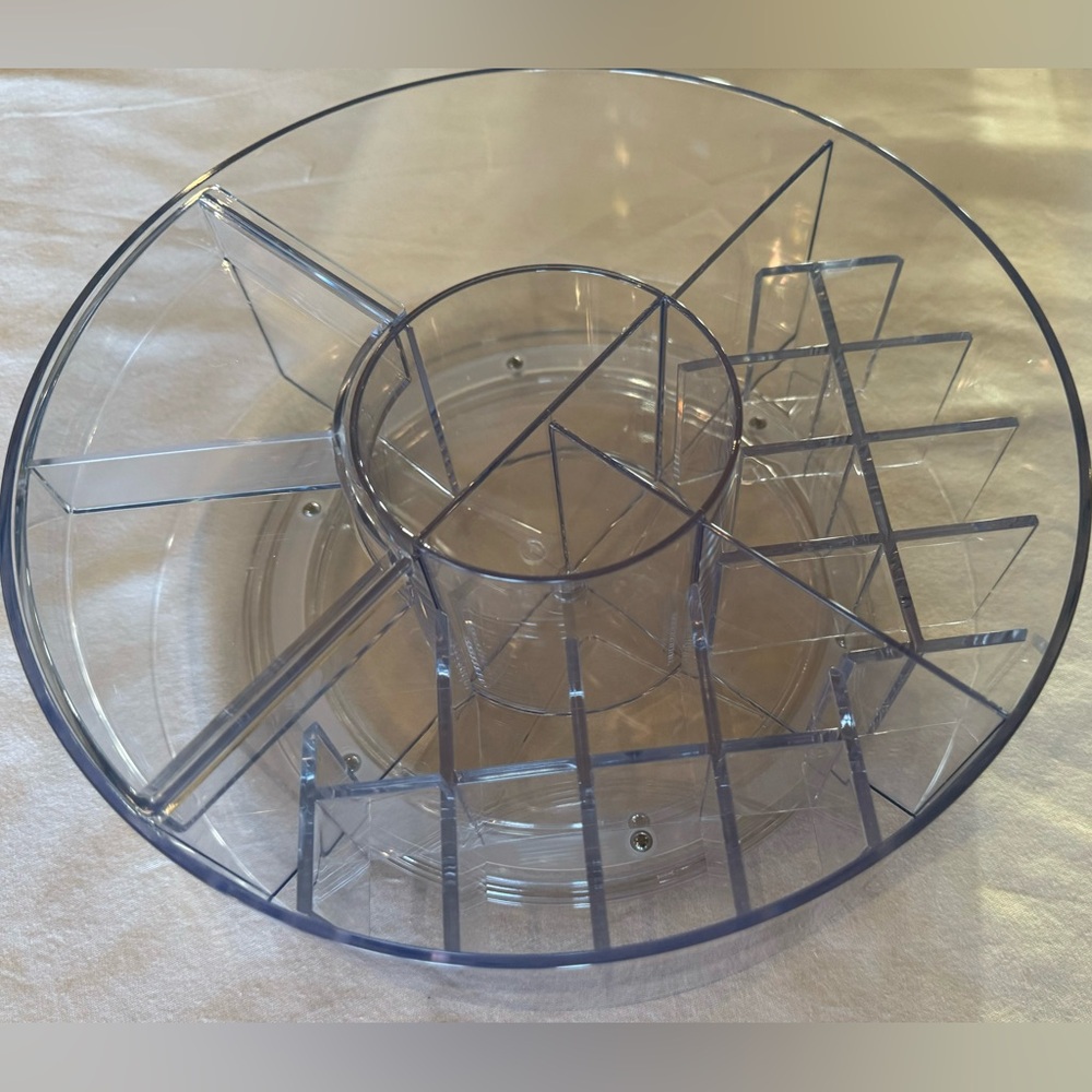 NEW iDesign Clear Plastic Lazy Susan Carousel Turntable Organizer with Dividers
